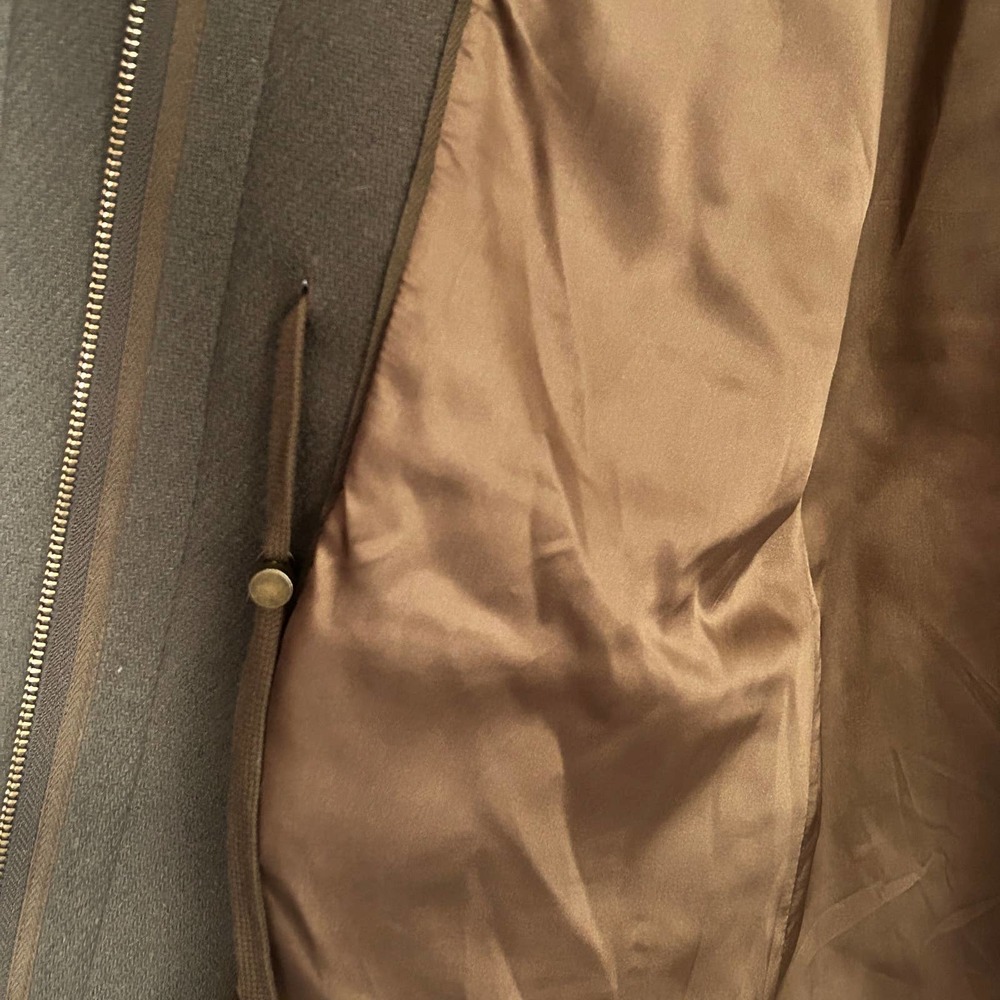 J. Crew Hooded Stadium Cloth Nello Gori Wool Coat 10 Olive Green J.Crew Peacoat - Picture 4 of 5
